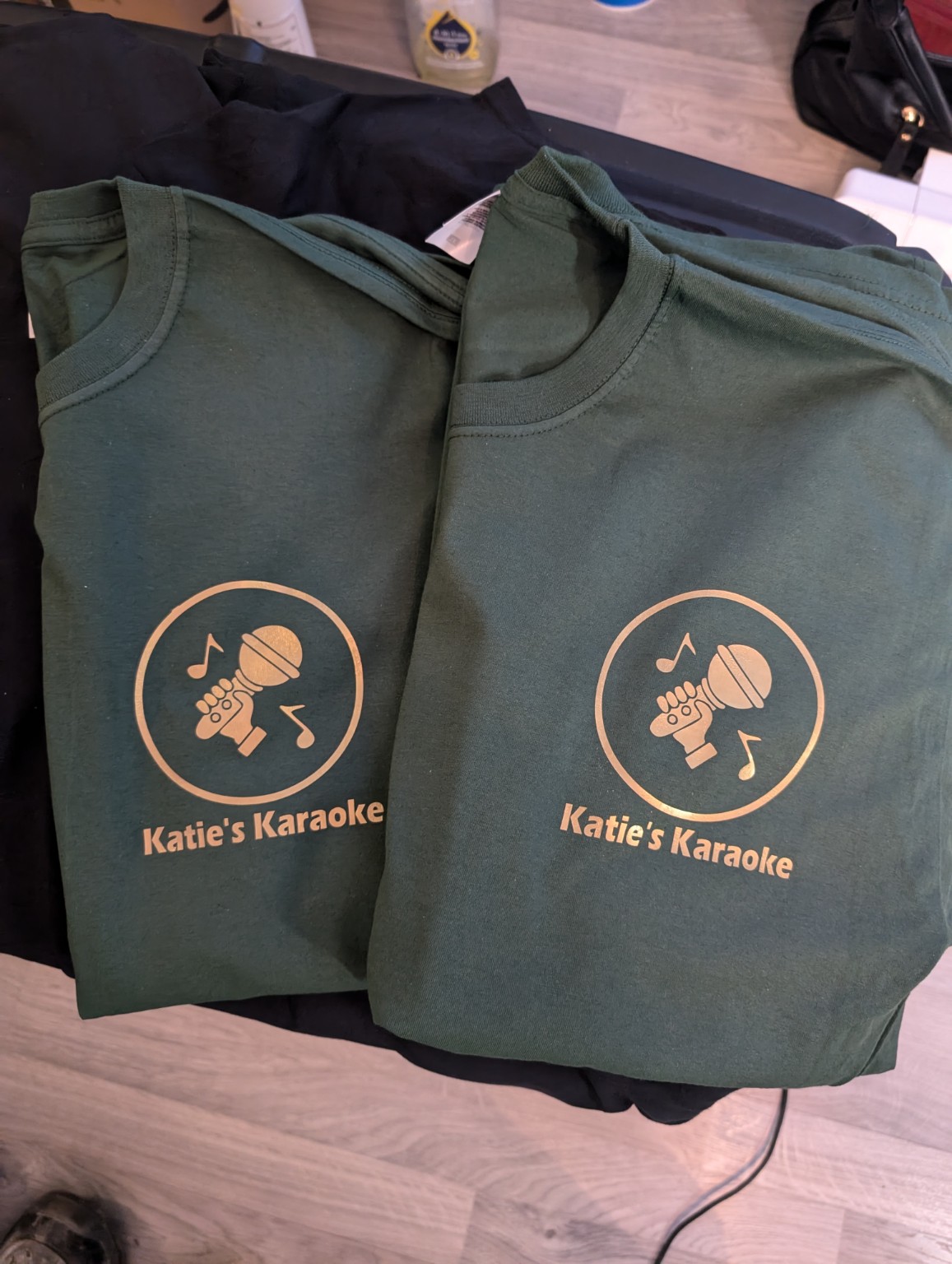 Matching personalised karaoke T-shirts
