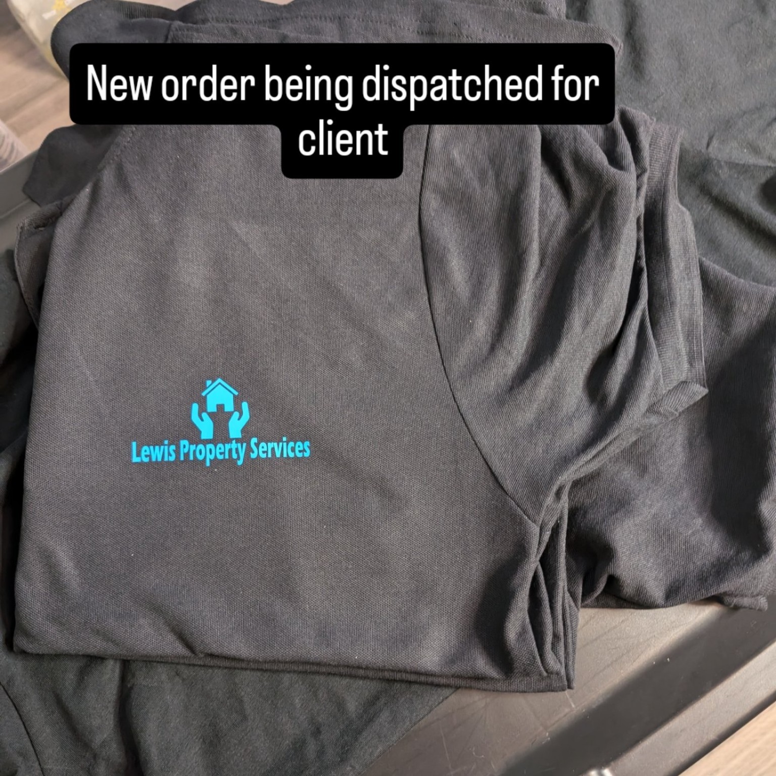 Branded business garments prepared for dispatch